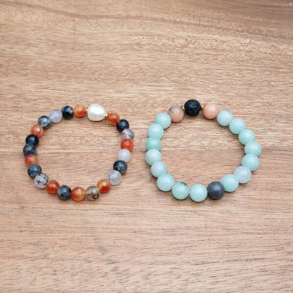 Bracelet Stone & Pearl/Lava